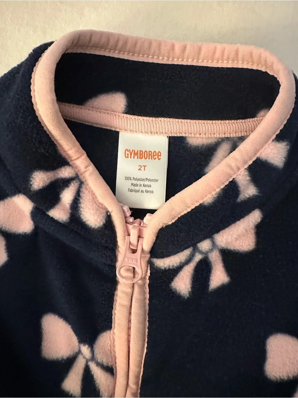 Gymboree Navy & Pink Bow-Print Fleece Hoodie